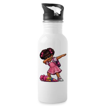 Dabbing ABC-Schützin Afro - Trinkflasche mit integriertem Trinkhalm - Weiß - Rechts