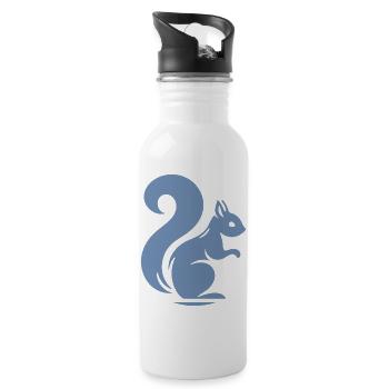 Minimalistische Eichhörnchen Silhouette mit Nuss - Trinkflasche mit integriertem Trinkhalm - Weiß - Rechts