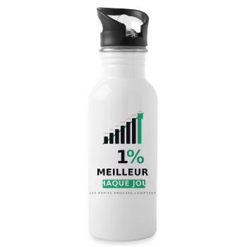 1% Meilleur Chaque Jour - Gourde avec paille intégrée - blanc - Droite