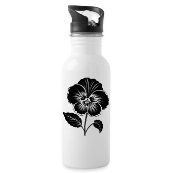 Stiefmütterchenblüte - Trinkflasche mit integriertem Trinkhalm - Weiß - Rechts