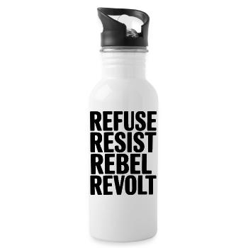 Weigern Widerstand Rebellenaufstand - Trinkflasche mit integriertem Trinkhalm - Weiß - Rechts