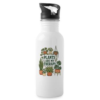 Plants Are My Therapy – Zimmerpflanzen - Trinkflasche mit integriertem Trinkhalm - Weiß - Rechts