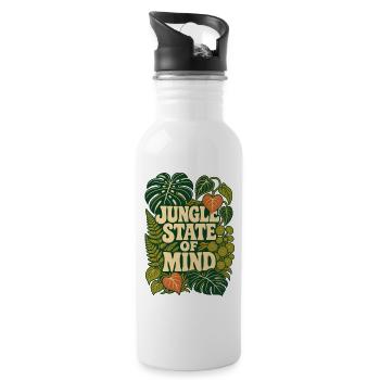 Jungle State of Mind – Tropische Pflanzen - Trinkflasche mit integriertem Trinkhalm - Weiß - Rechts