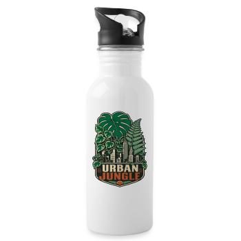 Urban Jungle – Monstera City Pflanzen - Trinkflasche mit integriertem Trinkhalm - Weiß - Rechts