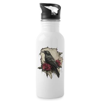 Rabe - Trinkflasche mit integriertem Trinkhalm - Weiß - Rechts