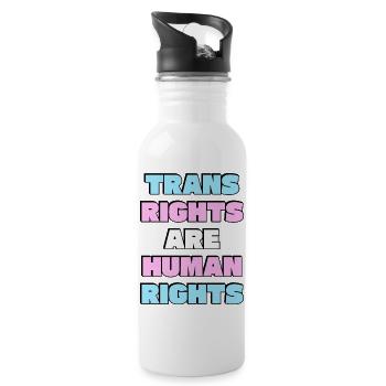Les droits des personnes trans sont des droits humains - Gourde avec paille intégrée - blanc - Droite