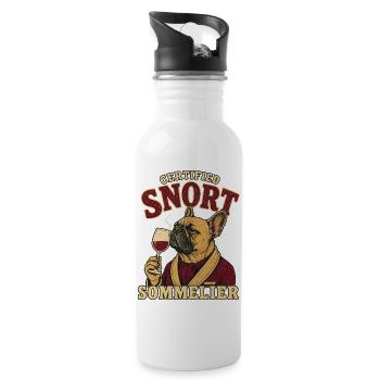 Zertifizierter Snort-Sommelier Französischer Bulldogge - Trinkflasche mit integriertem Trinkhalm - Weiß - Rechts