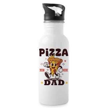 Pizza-Papa Pizza-Liebhaber-Geschenk - Trinkflasche mit integriertem Trinkhalm - Weiß - Rechts