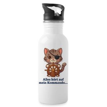 Käpt'n Fiete: Alles hört auf mich! - Trinkflasche mit integriertem Trinkhalm - Weiß - Rechts
