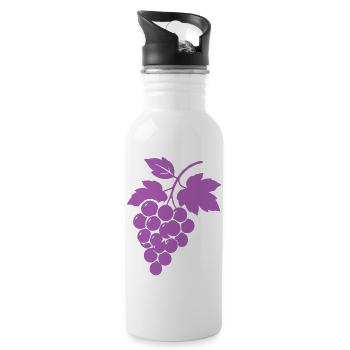 Purpurne Trauben Silhouette - Trinkflasche mit integriertem Trinkhalm - Weiß - Rechts