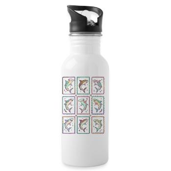 Haifisch Tropischer Ozean-Stempel TShirt Süßer Hai - Trinkflasche mit integriertem Trinkhalm - Weiß - Rechts