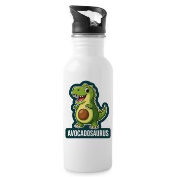 Niedlicher Avocadosaurus Dinosaurier T-Rex - Trinkflasche mit integriertem Trinkhalm - Weiß - Rechts