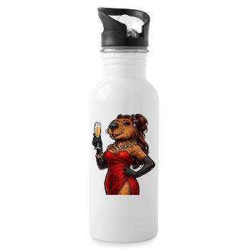 Dame noble de capybara avec du vin pétillant - Gourde avec paille intégrée - blanc - Droite