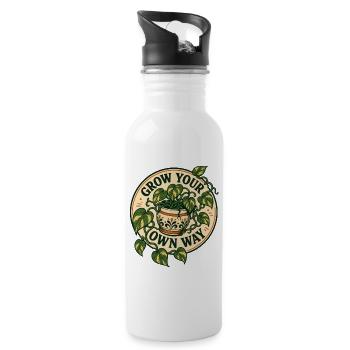 Grow Your Own Way – Pothos Pflanzen Spruch - Trinkflasche mit integriertem Trinkhalm - Weiß - Rechts