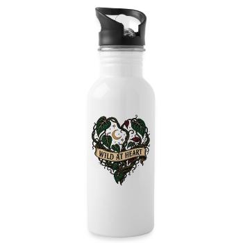 Wild at Heart – Philodendron Pflanzenherz - Trinkflasche mit integriertem Trinkhalm - Weiß - Rechts