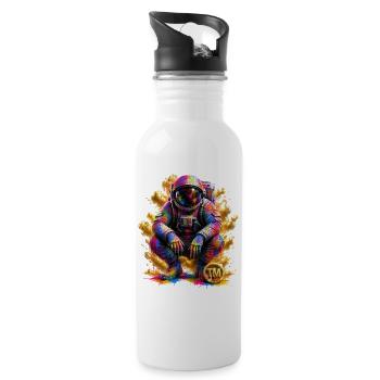 Farbenfrohe Weltraumastronautin - Trinkflasche mit integriertem Trinkhalm - Weiß - Rechts