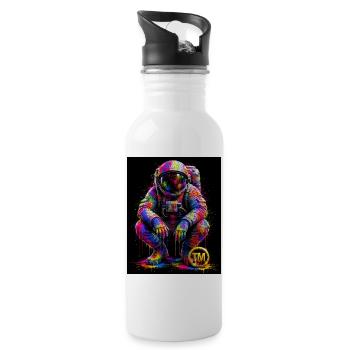 Colorful Space Art - Water bottle with straw - white - Right