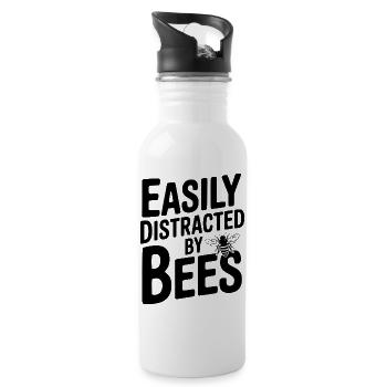 Easily Distracted By Bees - Water bottle with straw - white - Right