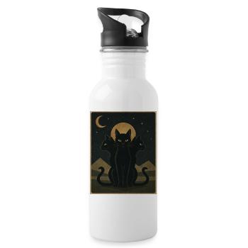 Moonbound Cats - Trinkflasche mit integriertem Trinkhalm - Weiß - Rechts