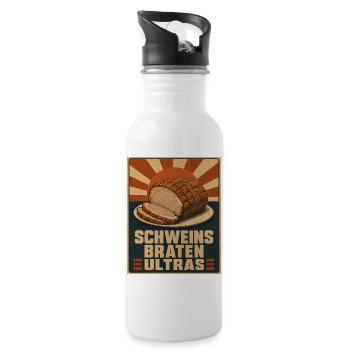 Schweinsbraten Ultras - Trinkflasche mit integriertem Trinkhalm - Weiß - Rechts