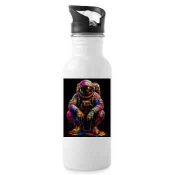 Colorful Space Astronaut - Water bottle with straw - white - Right