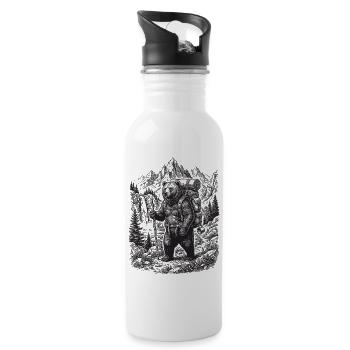 Hiking - Outdoor Adventure - Bear - Water bottle with straw - white - Right
