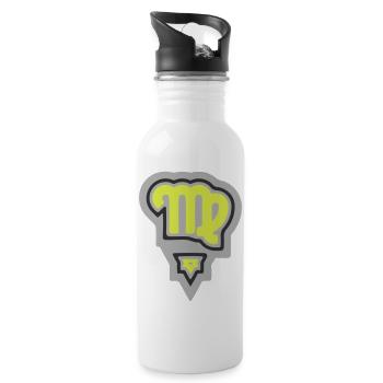 Zodiac Tribal Virgo and Earth - Water bottle with straw - white - Right