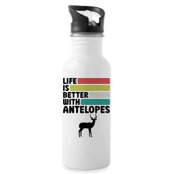 Antelope Humor Safari Africa - Water bottle with straw - white - Right