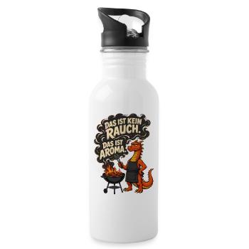 Das ist kein Rauch Das ist Aroma – Drache Grill - Trinkflasche mit integriertem Trinkhalm - Weiß - Rechts