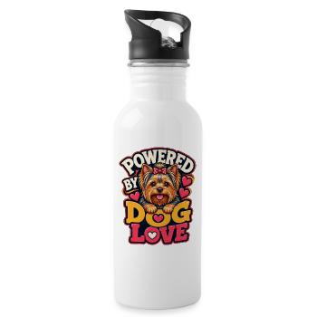 Yorkshire Terrier - Water bottle with straw - white - Right