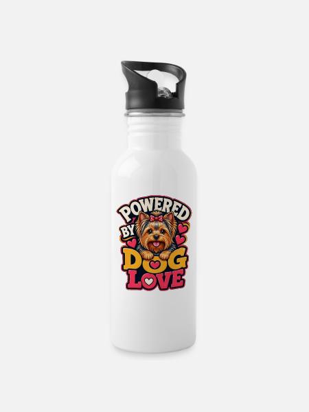 Yorkshire Terrier - Water bottle with straw - white