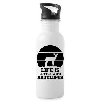 Antelope Humor Saying - Water bottle with straw - white - Right