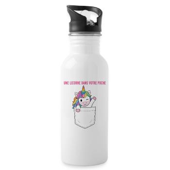 Une licorne dans votre poche - Gourde avec paille intégrée - blanc - Droite