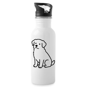Minimalist dog silhouette - Water bottle with straw - white - Right