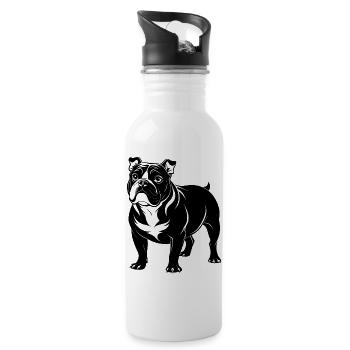 English Bulldog - Water bottle with straw - white - Right