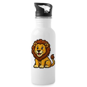 Pixel Lion Cub Design - Gourde avec paille intégrée - blanc - Droite