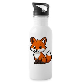 Retro Pixel Fox Cuddly Fox - Water bottle with straw - white - Right