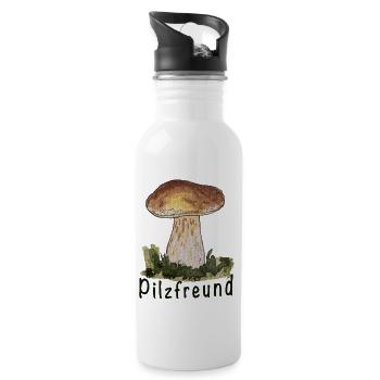 Waldpilz Aquarell - Trinkflasche mit integriertem Trinkhalm - Weiß - Rechts