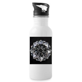 Diamond Geometric Mandala - Water bottle with straw - white - Right