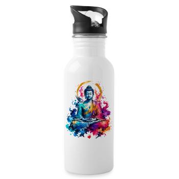 Éclaboussure de couleurs de la méditation du Bouddha - Gourde avec paille intégrée - blanc - Droite
