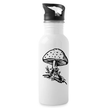 Mushroom - Illustration - Water bottle with straw - white - Right
