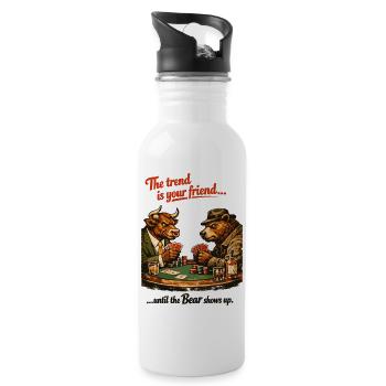 Bull & Bear Poker: The Trend Is Your Friend - Water bottle with straw - white - Right
