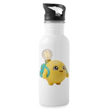 Cute Yellow School Mascot with Lightbulb Planet Ba - Trinkflasche mit integriertem Trinkhalm - Weiß - Rechts
