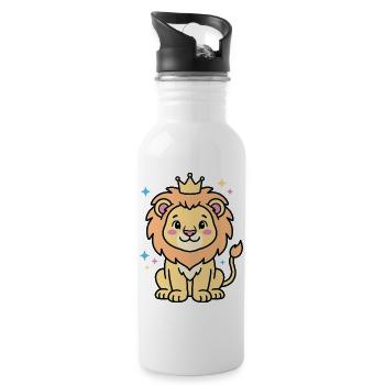 Pastel chic crowned lion cub - Water bottle with straw - white - Right