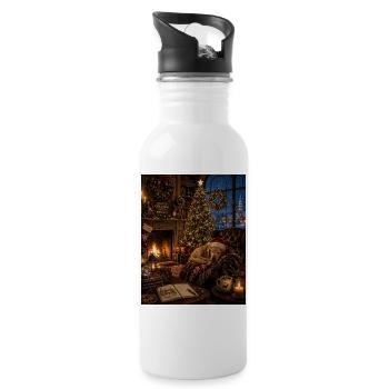 Christmas magic Family being together counts love - Water bottle with straw - white - Right
