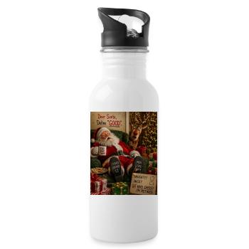 Le Père Noël retraité définit bon humour coquin - Gourde avec paille intégrée - blanc - Droite