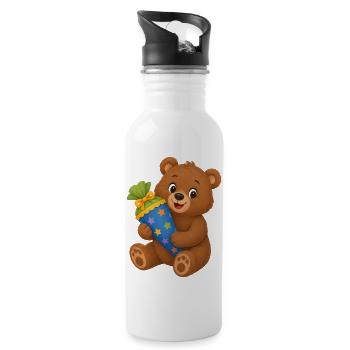 Cute bear with school cone for the start of school - Water bottle with straw - white - Right