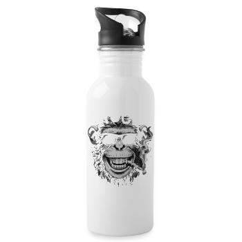 Chimp Rocker With Sunglasses - Water bottle with straw - white - Right