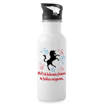 Einhorn im Schloss vergessen Unicorn Sprüche - Trinkflasche mit integriertem Trinkhalm - Weiß - Rechts