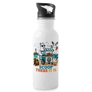 Scoop There It Is – Lama Eisdiele - Trinkflasche mit integriertem Trinkhalm - Weiß - Rechts